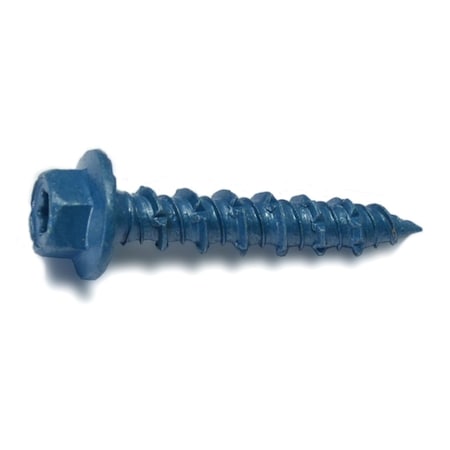 Masonry Screw, 5/16 Dia., Hex, 1 3/4 In L, Steel Blue Ruspert, 50 PK